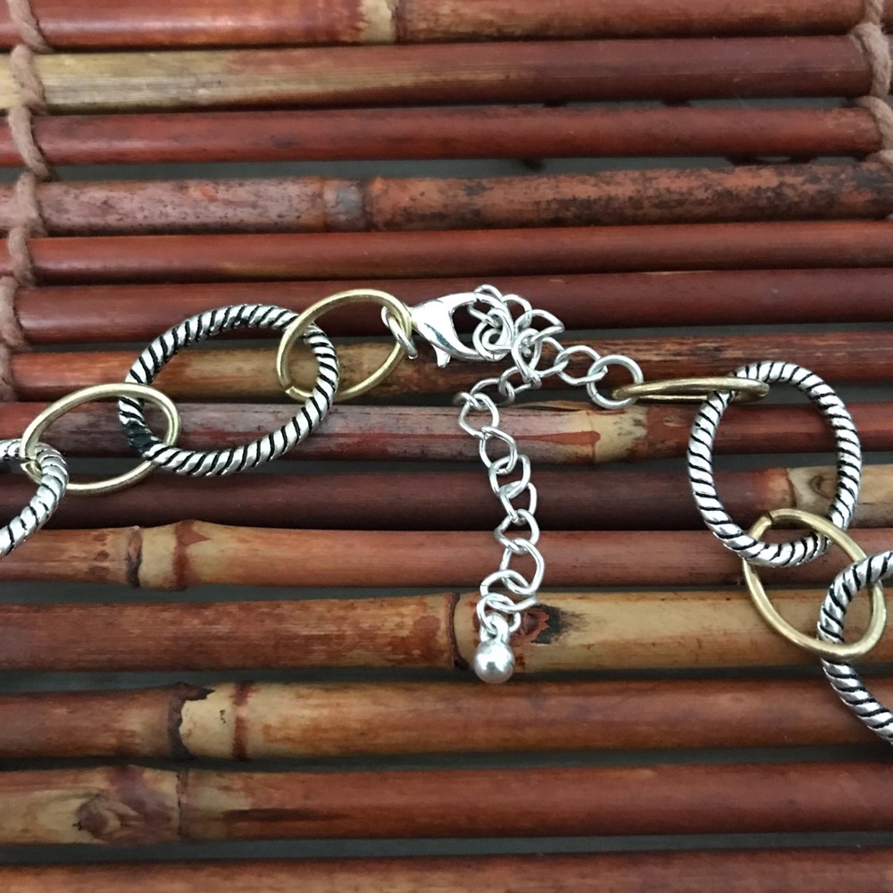 Silver Tone Circle Link Necklace - image 4